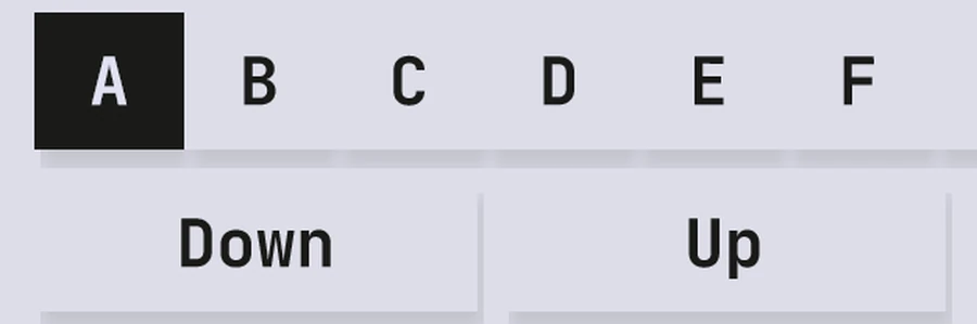 The 12 tabs A to L with the Down and Up buttons.
